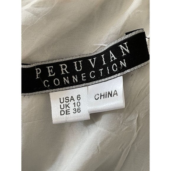 Peruvian Connection Ramie Ikat Fit And Flare Dress Size 6 Blue White Sleeveless - Picture 6 of 7